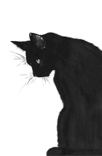 Monochrome Black Cat Art - Canvas Prints