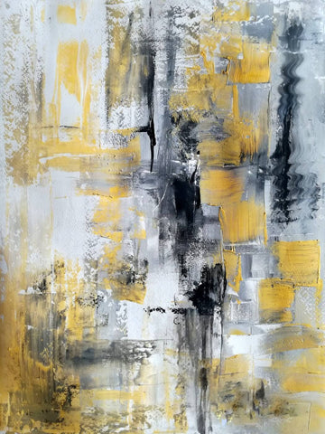 Black White And Yellow - Contemporary Abstract Art - Posters