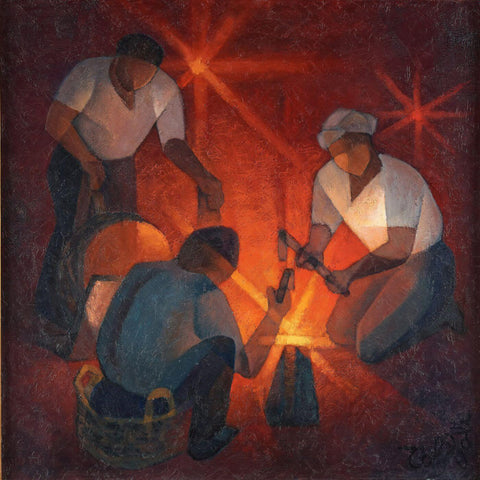 Blacksmiths In The Atlas (Forgerons dans l'Atlas) - Louis Toffoli - Contemporary Art Painting - Framed Prints