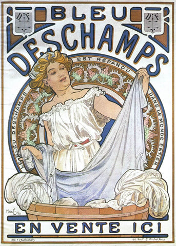 Bleu Deschamps -Advertisement Poster - Alphonse Mucha - Art Nouveau Print - Large Art Prints