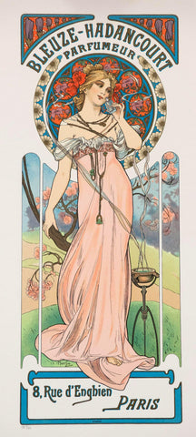 Bleuze Hadancourt Perfumes - Advertisement Poster - Alphonse Mucha - Art Nouveau Print by Alphonse Mucha