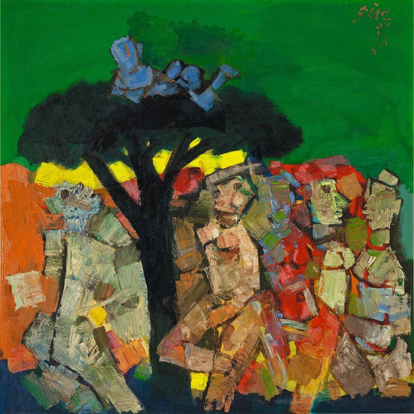 Blue Boy (Krishna Stealing the Gopis Clothes)- Maqbool Fida Husain - Framed Prints
