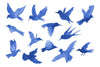 Blue Birds In Flight - Minimalist Modern Art Painting - Bird Wildlife Print Poster - Art Prints