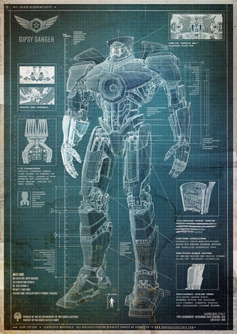 Blueprint Americas Gipsy Danger - Pacific Rim - Tallenge Hollywood Sci-Fi Movie Poster - Framed Prints