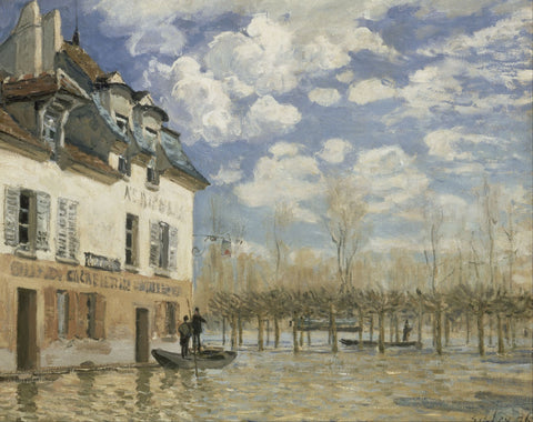 Boat in the Flood at Port Marly - Life Size Posters by Alfred Sisley