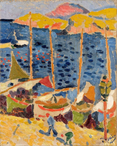 Boats At Port In Collioure - Andre Derain - Fauvism Art Painting - Framed Prints