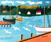 Boats In A Harbour (1958) - Maud Lewis - Canadian Folk Artist - Canvas Prints