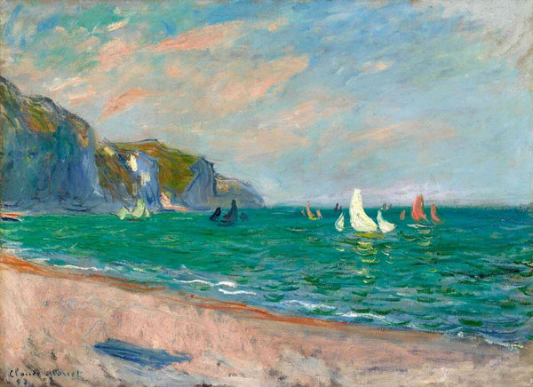 Boats In Front Of Cliff At Pourville (Bateaux devant les falaises de Pourville) - Claude Monet Painting – Impressionist Art - Life Size Posters