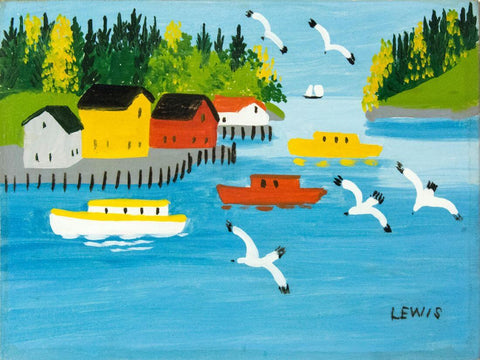 Boats at Sandy Cove - Maud Lewis - Canadian Folk Art Painting - Life Size Posters
