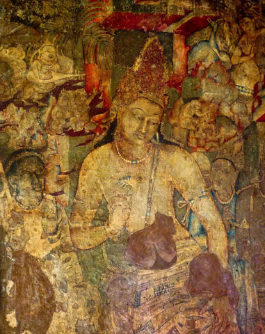 Bodhisattva Padmapani - Ajanta Buddhist Caves Painting 2nd Century BCE - Large Art Prints by Tallenge Store