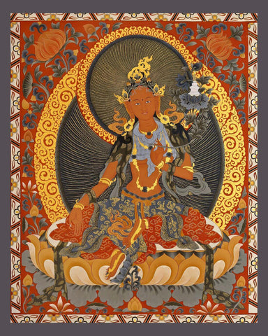 Bodhisattva Tara (Pagme Nonma - The Protector) - Bhutanese Style Buddhist Thangka - Large Art Prints by Tallenge