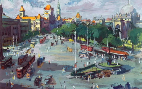 Bombay Street Scene by  Sayed Haider Raza