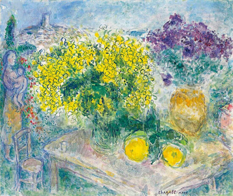 Bouquet Of Mimosas  - Marc Chagall Floral Painting - Large Art Prints