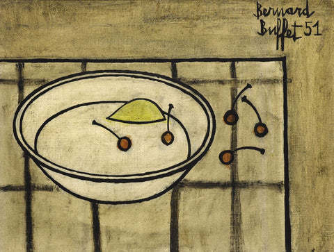 Bowl With Cherries - Bernard Buffet - Contemporary Art Painting by Contemporary