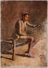 Boy On A Charpoi Holding A Bird On A Stick , 1883 - Canvas Prints