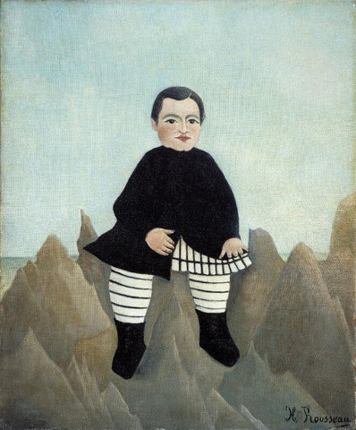 Boy On The Rocks - Large Art Prints by Henri Rousseau