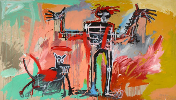Boy and Dog in a Johnnypump - Jean-Michel Basquiat - Abstract Expressionist Painting - Framed Prints