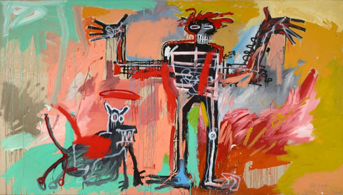 Boy and Dog in a Johnnypump - Jean-Michel Basquiat - Abstract Expressionist Painting - Canvas Prints