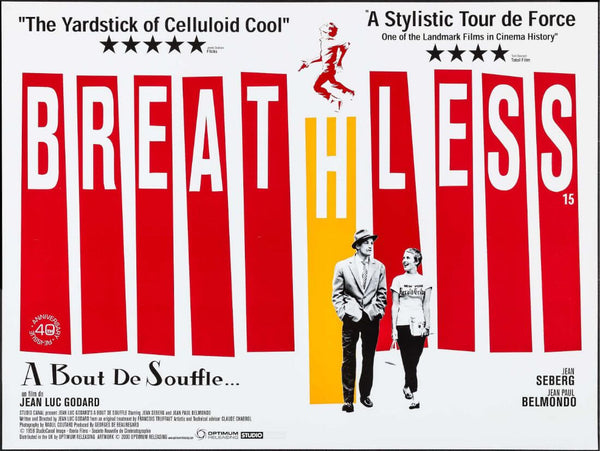 Breathless (A Bout De Souffle) - Jean-Luc Godard - French New Wave Cinema - Movie Poster - Art Prints