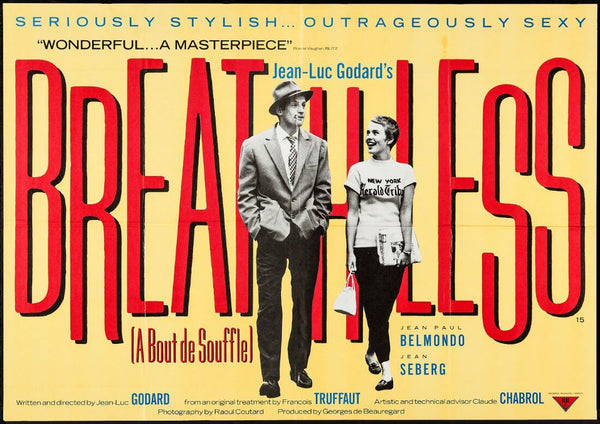 Breathless (A Bout De Souffle) - Jean-Luc Godard - French New Wave Cinema Original Release Poster - Canvas Prints