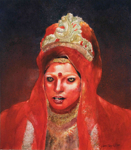 Bride - Bikas Bhattacharji - Indian Contemporary Art Painting - Framed Prints