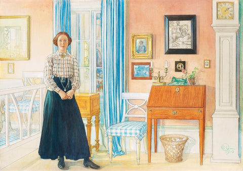 Brita In The Drawing Room - Carl Larsson - Water Colour Painting - Canvas Prints