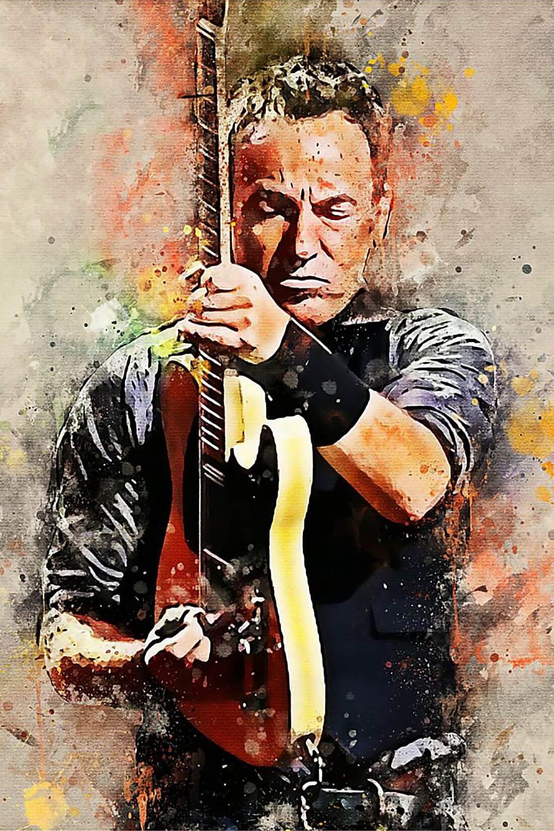 Bruce Springsteen - The Boss - Fan Art Painting Art Prints by Jerry | Buy Posters, Frames, Canvas & Art Prints | Small, Compact, Medium and Large Variants