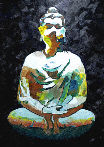 Buddha Meditating - Acrylic Painting - Large Art Prints by Sina Irani