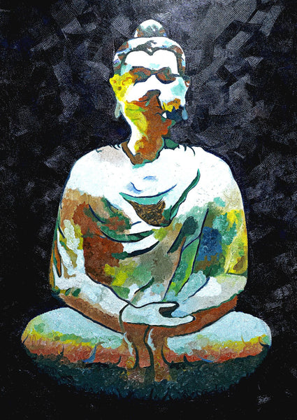 Buddha Meditating - Acrylic Painting - Framed Prints