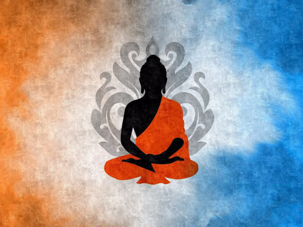 Buddha Silhouette with Lotus Flower Background - Posters