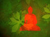 Buddha With Green Leaves Background - Canvas Prints