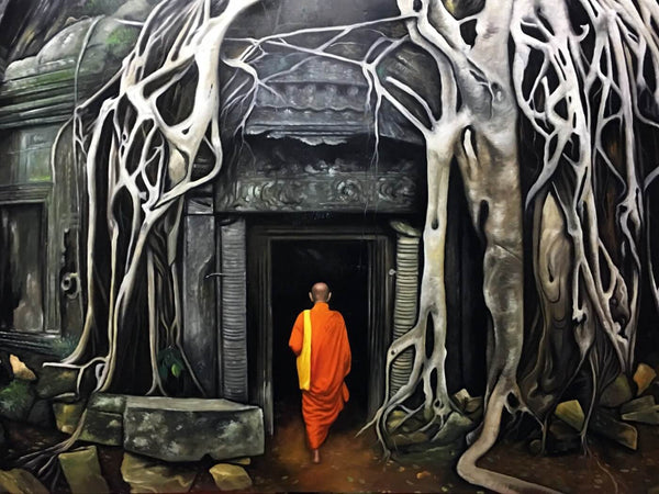 Buddhist Monk - Tallenge Buddha Painting Collection - Canvas Prints