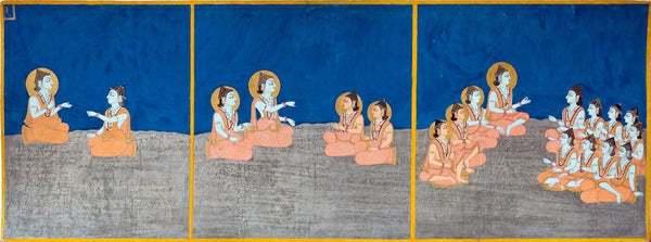 Bulaki - The Transmission of Teachings - from Nath Charit (Stories of the Naths) - Vintage Indian Miniature Marwar Painting - Framed Prints