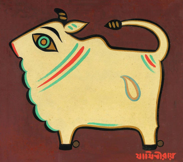 Bull - Jamini Roy - Bengal Art Painting - Canvas Prints