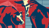 Bull Vs Bear- Graphic Art Inspired By The Stock Market - Framed Prints
