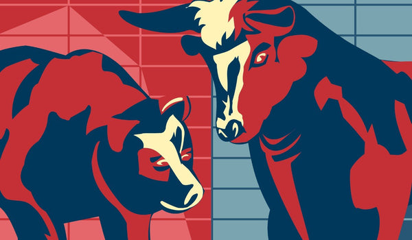 bull & bear digital prints, stock market art, wall... Bull Vs Bear- Graphic Art Inspired By The Stock Market - Art Prints by ...