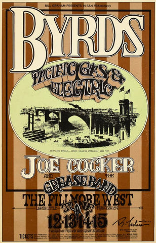 Byrds And Joe Cocker - Fillmore West 1969  - Vintage Rock And Roll Music Concert Poster - Life Size Posters