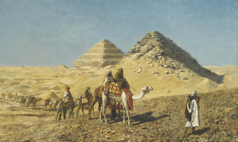 Camel Caravan Amid The Pyramids