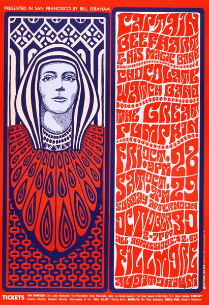 Captain Beefhart  - Fillmore - Vintage 1966 Music Concert Poster - Canvas Prints