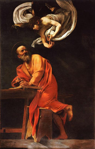 The Inspiration Of Saint Matthew - Large Art Prints by Caravaggio