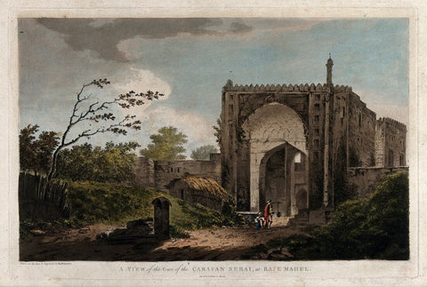 Caravan Serai Outside The Fort - William Hodges - Vintage Orientalist Art Painting of India - Art Prints by William Hodges