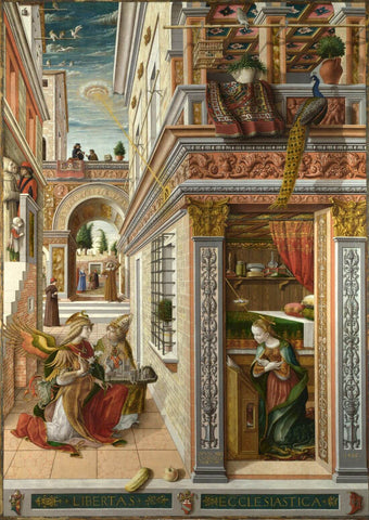 The Annunciation, With Saint Emidius - Carlo Crivelli – Christian Art Painting by Sandro Botticelli