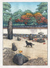 Cat Garden - Kasamatsu Shiro - Japanese Woodblock Ukiyo-e Art Print - Canvas Prints