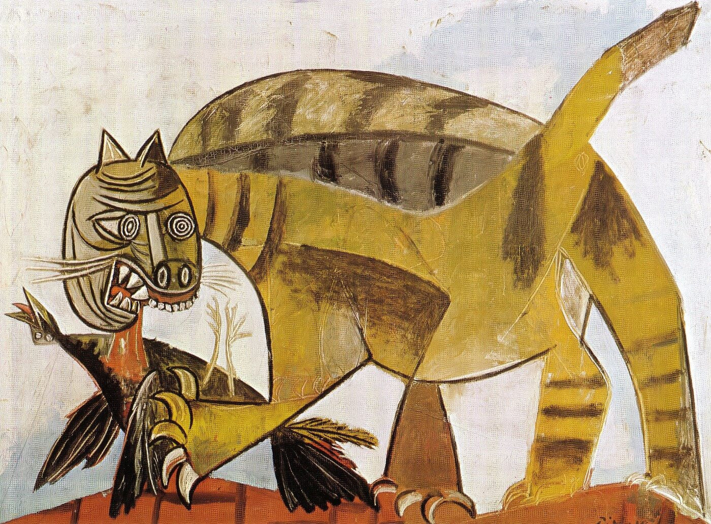 Cat Devouring A Bird Pablo Picasso - Large Art Prints by Pablo