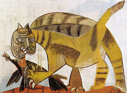 Cat Devouring A Bird Pablo Picasso - Life Size Posters by Pablo Picasso