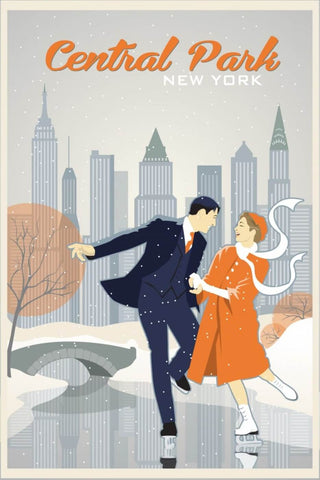 Central Park in New York City - Vintage Travel Poster by Teri Hamilton