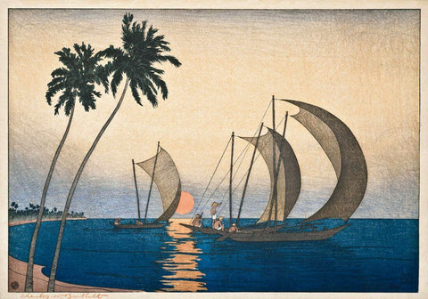 Ceylon (Sri Lanka) - Charles W Bartlett - Vintage Orientalist Woodblock Painting - Large Art Prints by Charles Bartlett