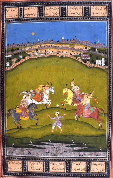 Indian Miniature Paintings - Rajput painting - Chand Bibi Playing Polo - Large Art Prints
