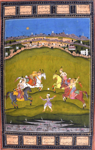 Indian Miniature Paintings - Rajput painting - Chand Bibi Playing Polo - Large Art Prints