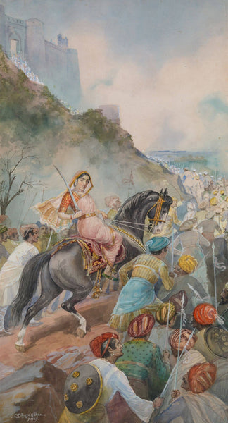 Chatrapati Maharani Tarabai of Karvir - M V Dhurandhar - Indian Masters Painting - Canvas Prints